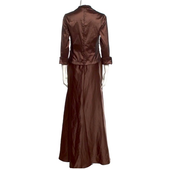 Tadashi Shoji brown gown with metallic sheen | size 4 - Picture 4 of 15